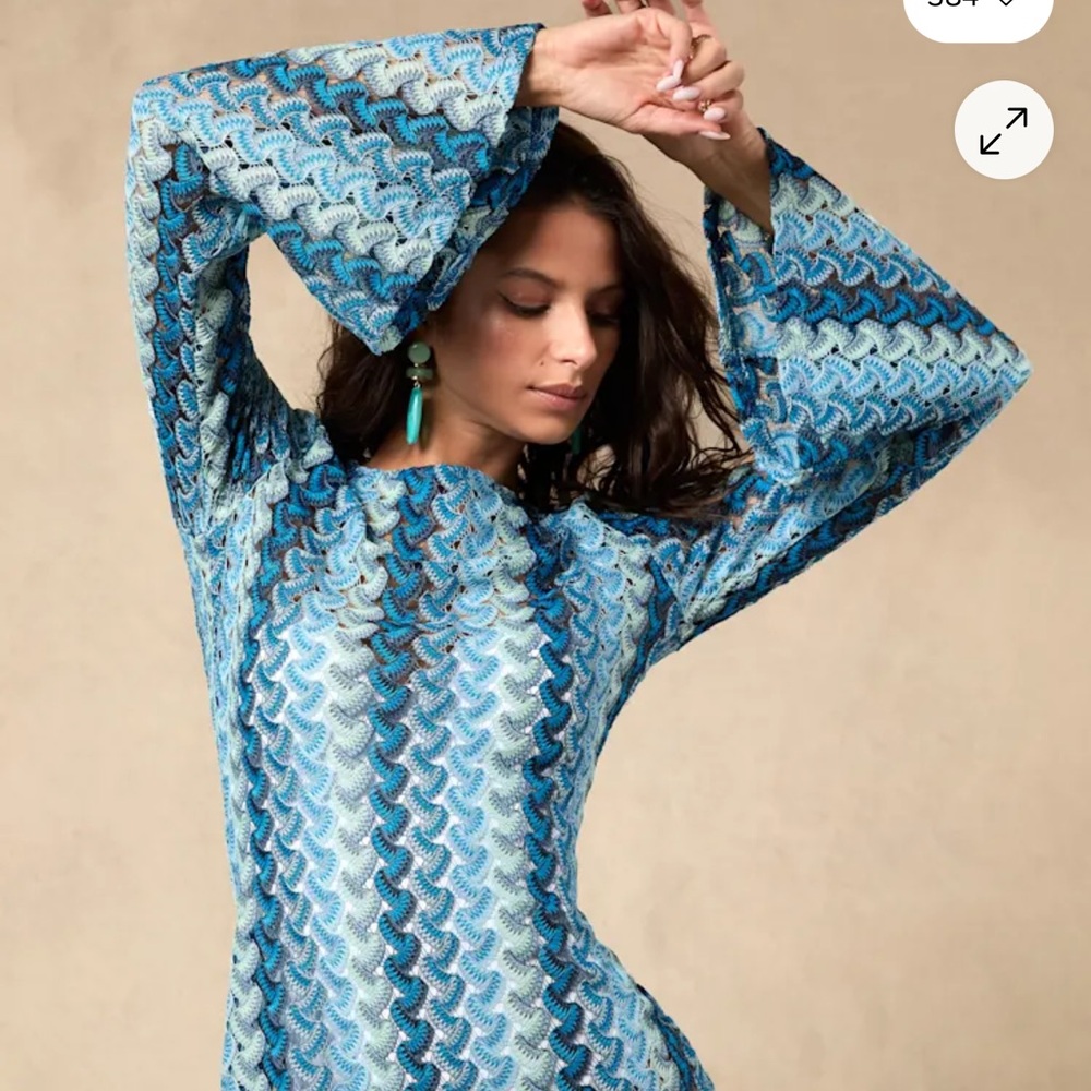 Emory Park Blue and White Knit Swim Coverup